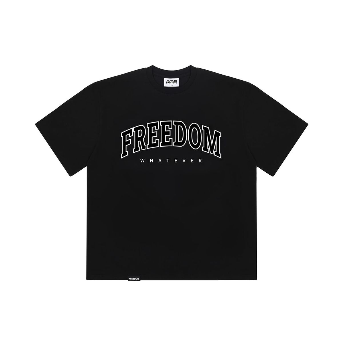 프리덤(FREEDOM) 프리덤 아치로고 세미오버핏 티셔츠 (블랙/화이트)