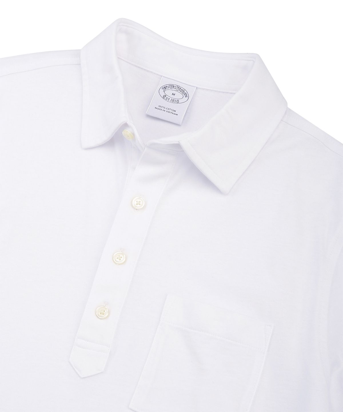 브룩스 브라더스(BROOKS BROTHERS) 저지 빈티지 포켓 폴로 셔츠 (화이트) (BBNTMM7414AEM)