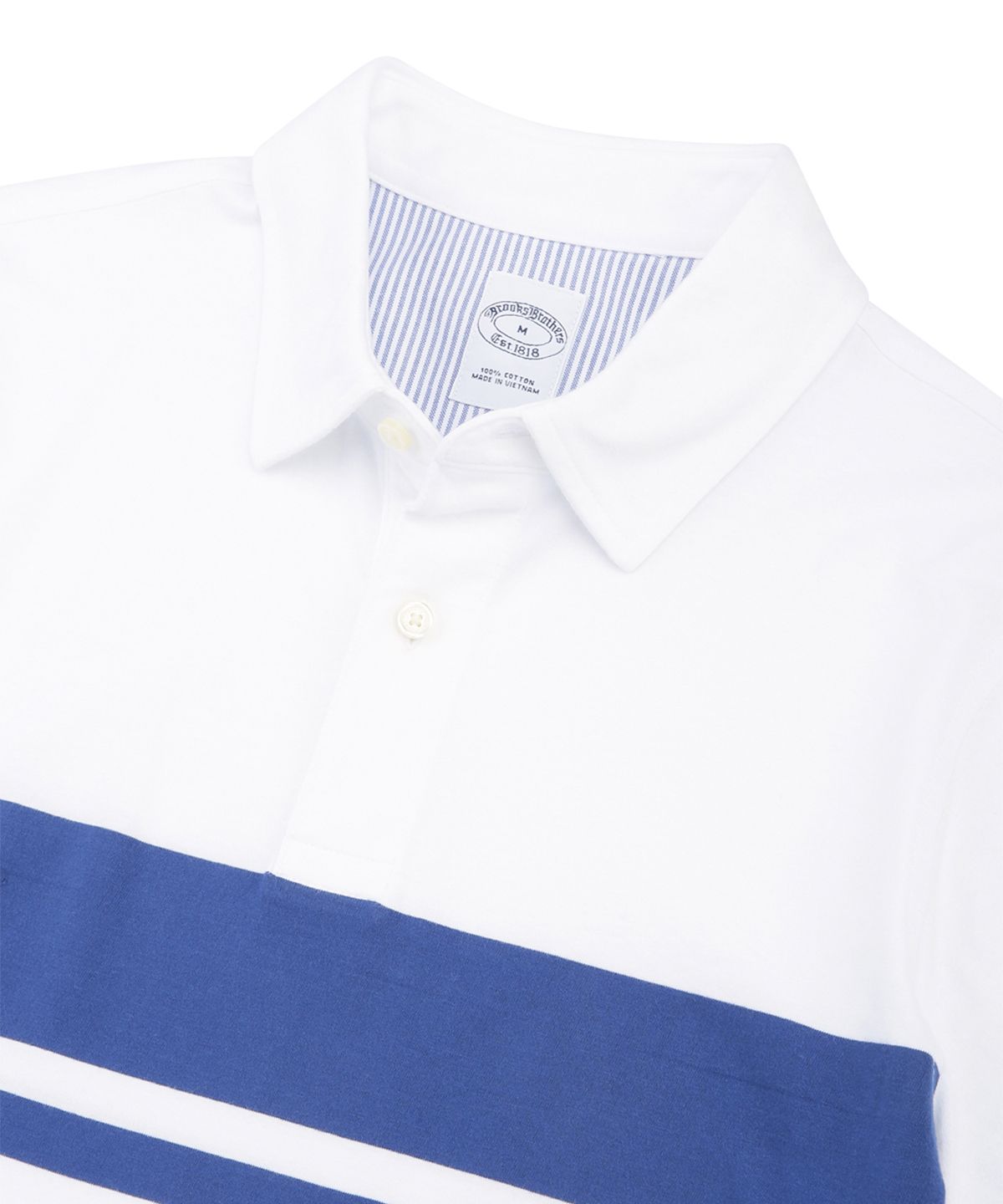 브룩스 브라더스(BROOKS BROTHERS) 체스트 스트라이프 빈티지 폴로 셔츠 (화이트/블루) (BBNTMM8732AEM)