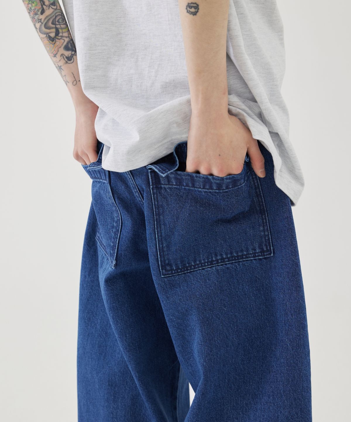 이스트서비스샵(eastserviceshop) Vintage Washed Curved Denim - M/Blue
