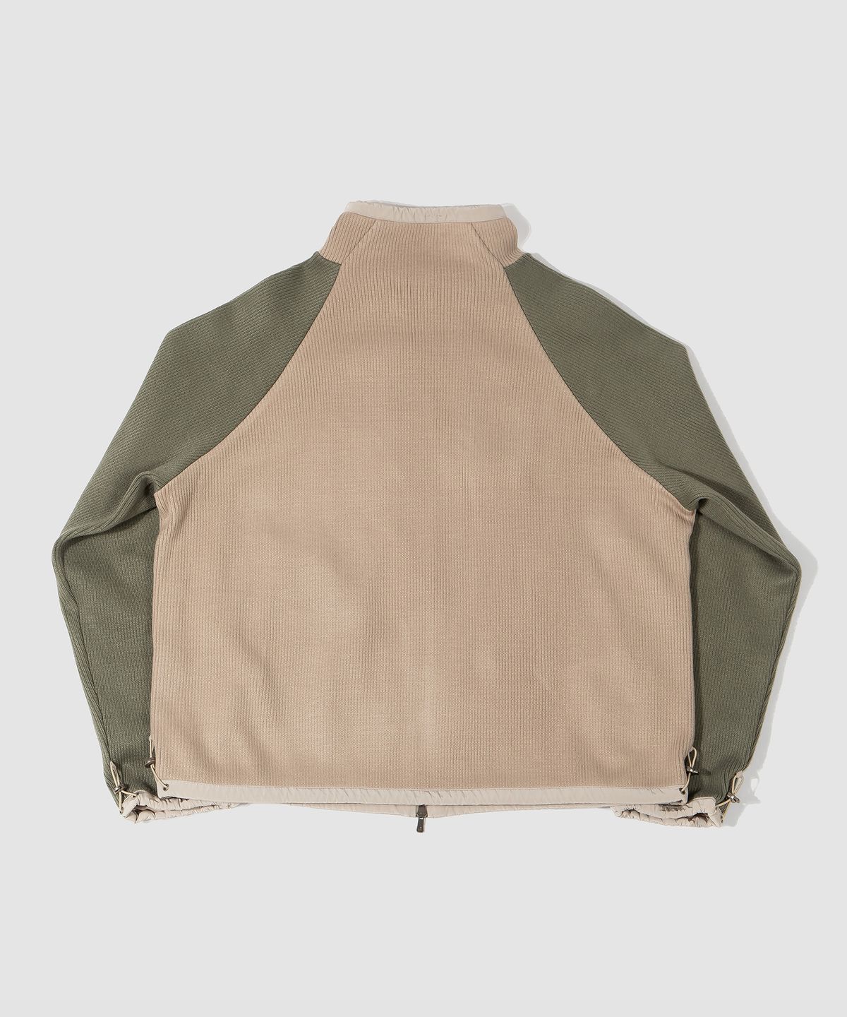 더가스펠오브(THEGOSPELOF) WOVEN BINDING KNIT ZIPUP / BEIGE OLIVE