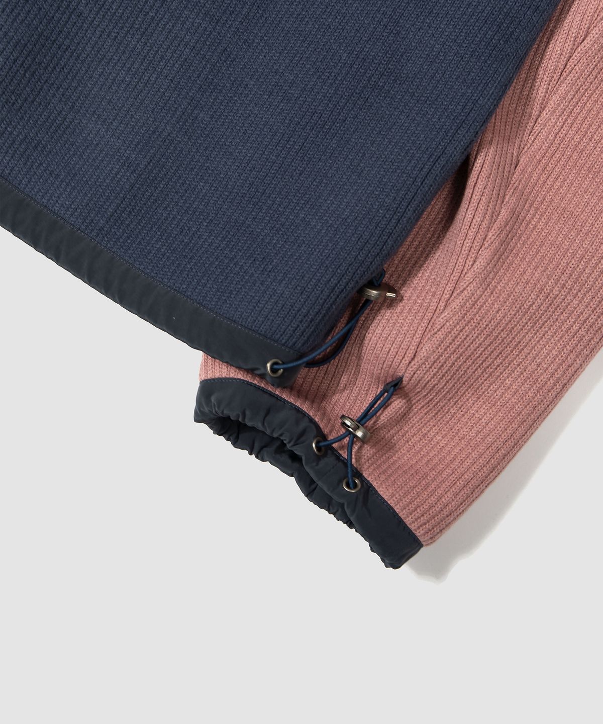 더가스펠오브(THEGOSPELOF) WOVEN BINDING KNIT ZIPUP / NAVY PINK