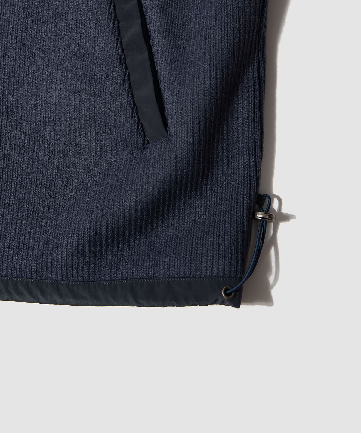 더가스펠오브(THEGOSPELOF) WOVEN BINDING KNIT ZIPUP / NAVY PINK