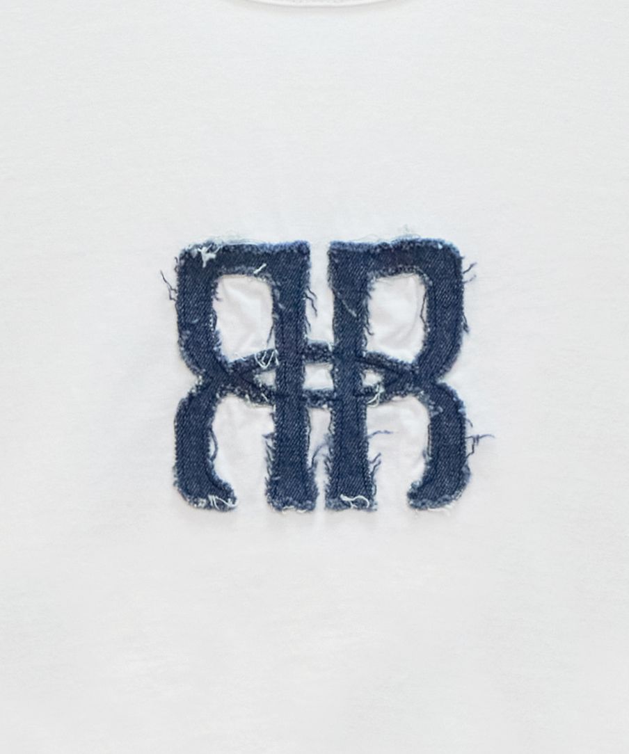 MUSINSA | ROCKCAKE Square Logo Denim Top - White