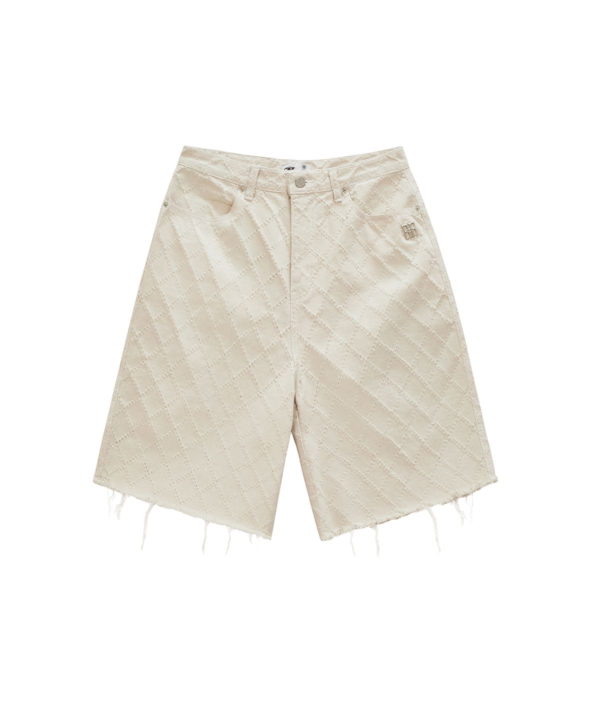 락케이크(ROCKCAKE) Diamond Punching Bermuda Pants - Beige