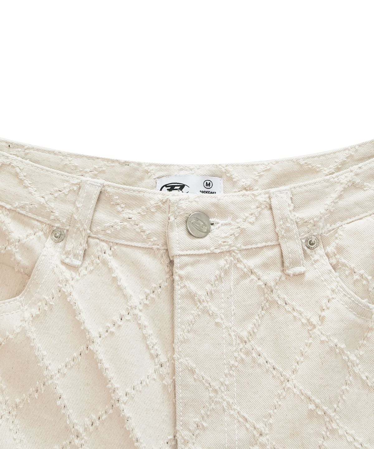 락케이크(ROCKCAKE) Diamond Punching Bermuda Pants - Beige