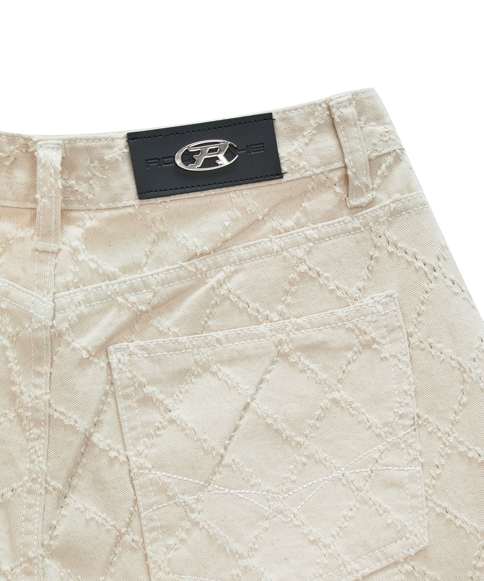 MUSINSA | ROCKCAKE Diamond Punching Bermuda Pants - Beige