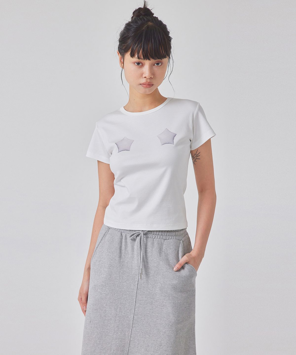 탑걸(TOPGIRL) STAR-SHAPED BALOON PRINTED SILKET T-SHIRT_T416TP102