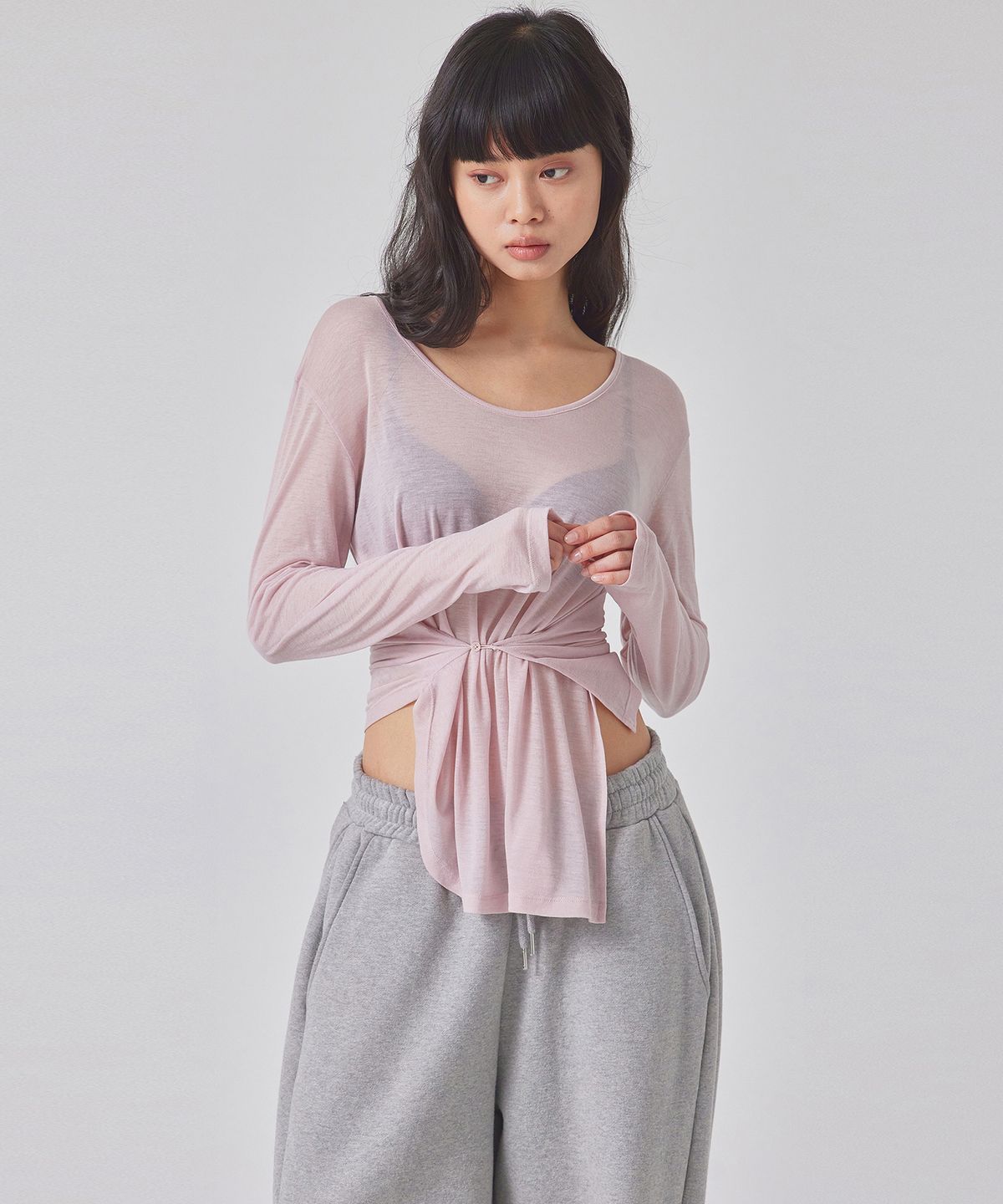 탑걸(TOPGIRL) TWO-WAY SEE-THROUGH LONG SLEEVE TOP_T416TP120