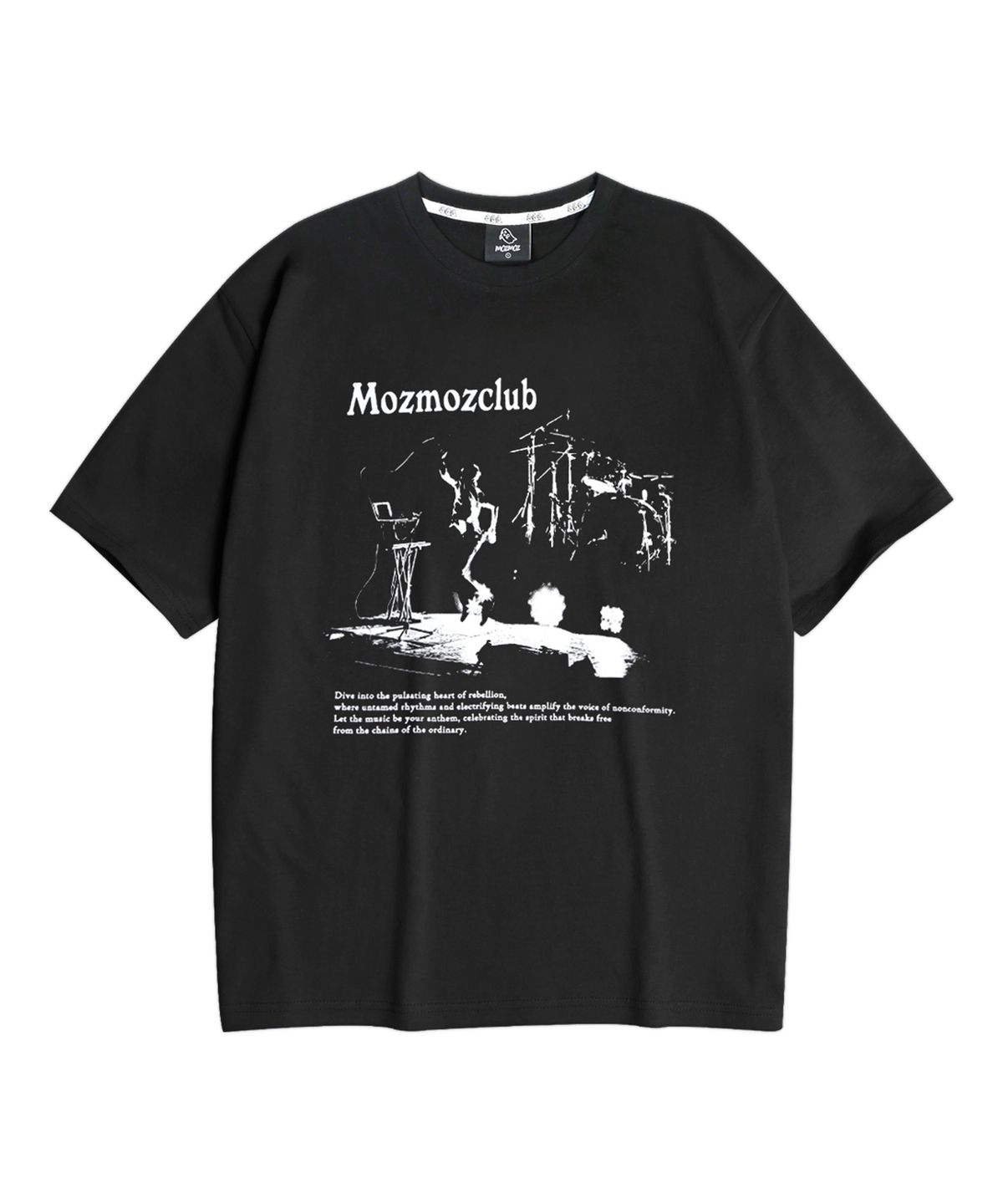 모즈모즈(MOZMOZ) 스테이지바이브 오버핏 반팔티셔츠 블랙
