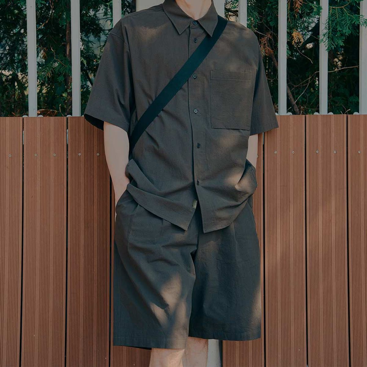 브롬톤 런던(BROMPTON LONDON) COTTON SET BERMUDA SHORTS - KHAKI (P242MHP535)