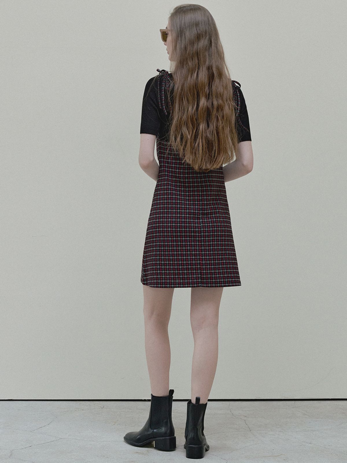 아방(AVANT-G) Pattern Shirring Mini Dress - red
