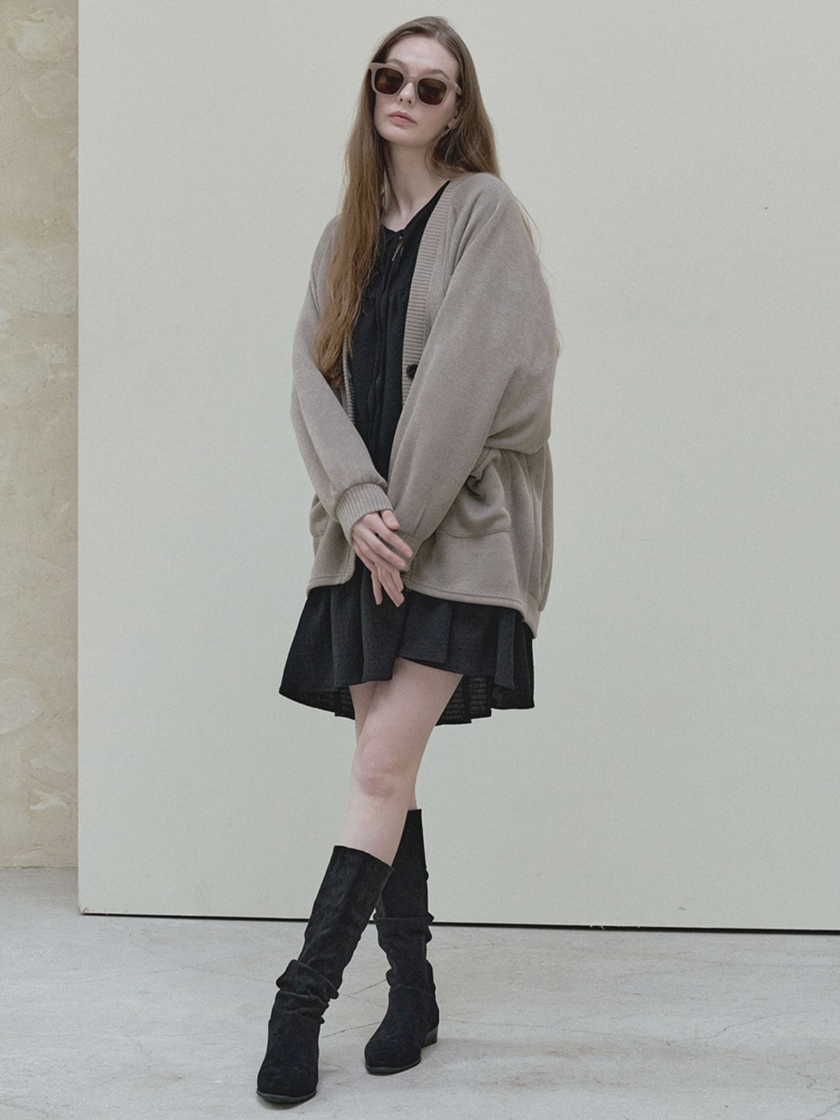 아방(AVANT-G) Ethnic Shirring Strap Dress - black