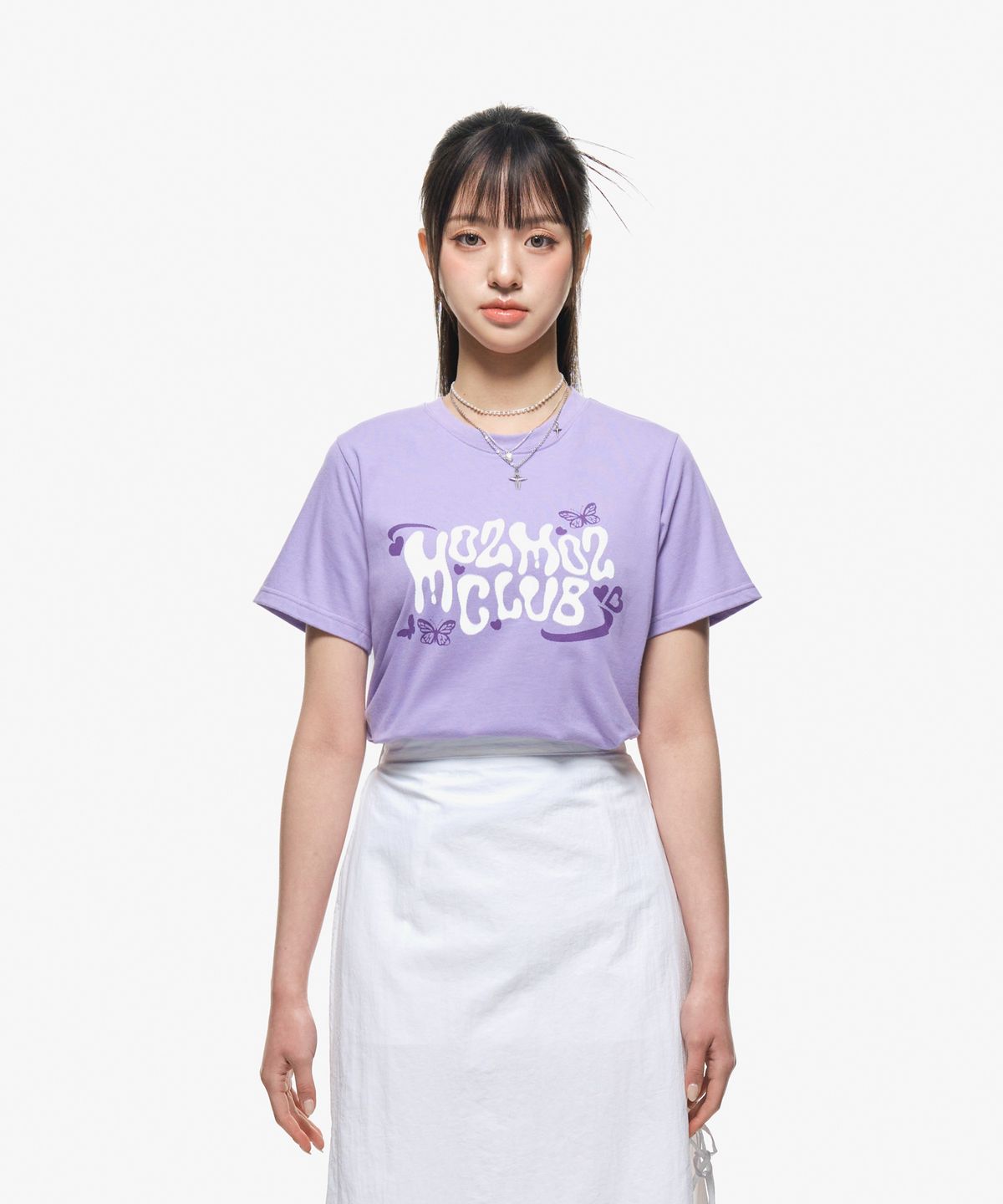 모즈모즈(MOZMOZ) 러블리 우먼스 스탠다드 반팔티셔츠 퍼플