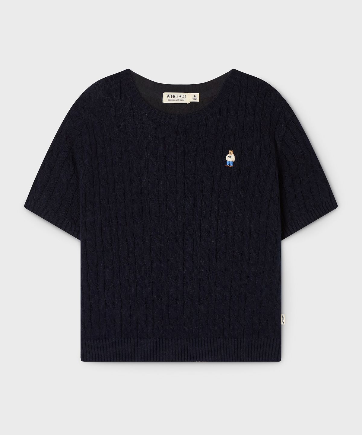 후아유(WHO.A.U) Steve Melange Short Sleeve Sweater / WHKAG2412F