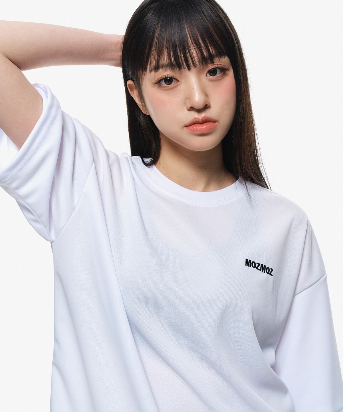 모즈모즈(MOZMOZ) [SET] 쿨링 메쉬 트레이닝 반팔 반바지 세트 화이트