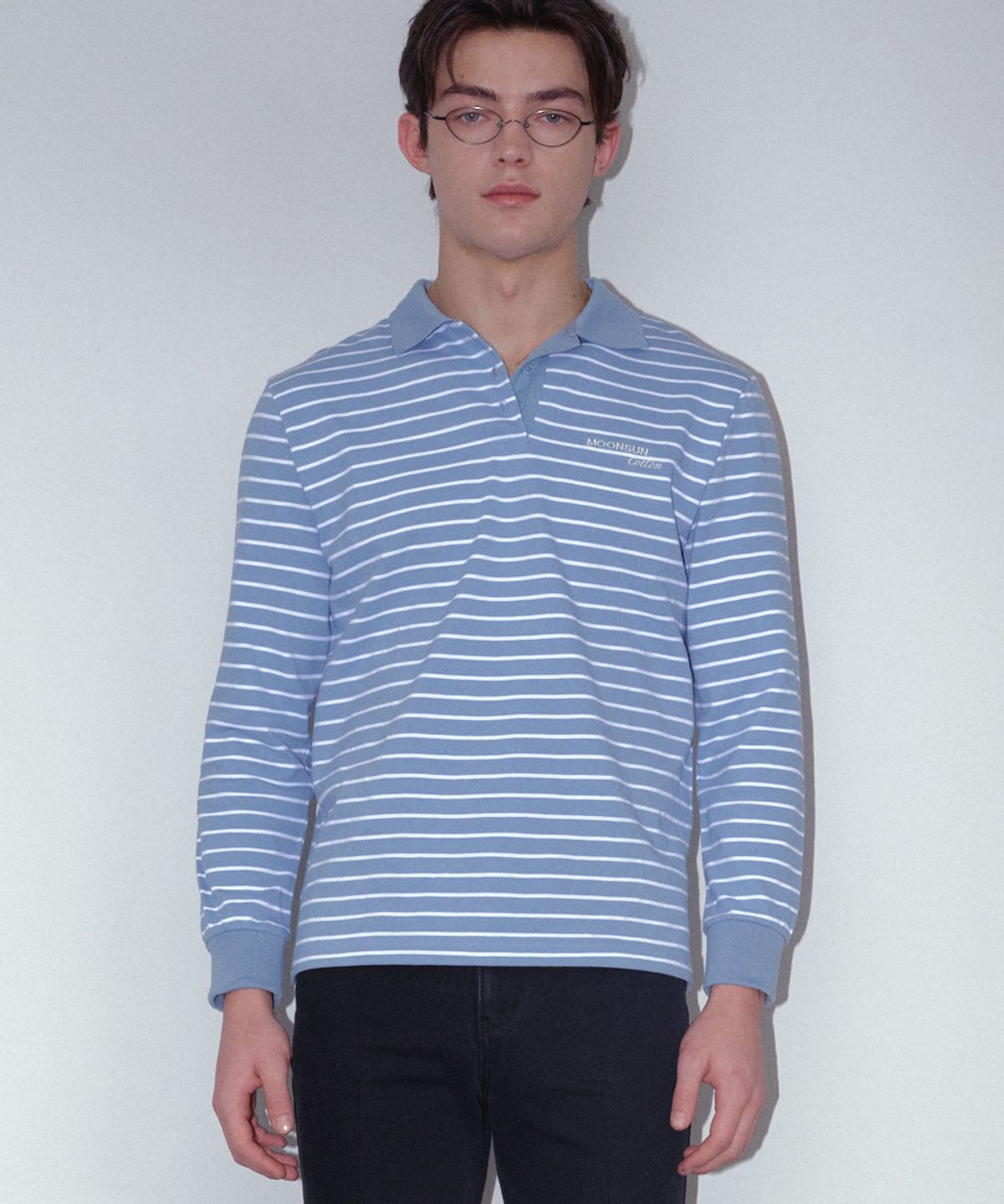 문선 아카이브(MOONSUN ARCHIVE) 01 M.C UNISEX, Stripe PK Shirt / Sky