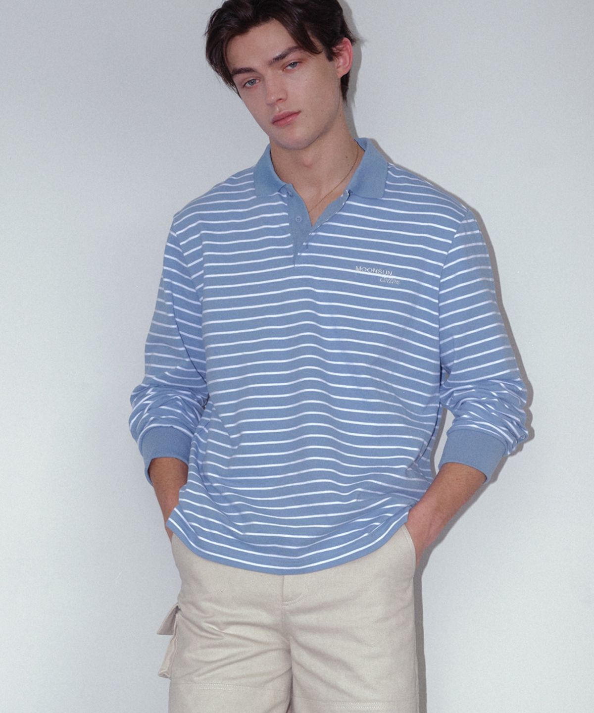 문선 아카이브(MOONSUN ARCHIVE) 01 M.C UNISEX, Stripe PK Shirt / Sky
