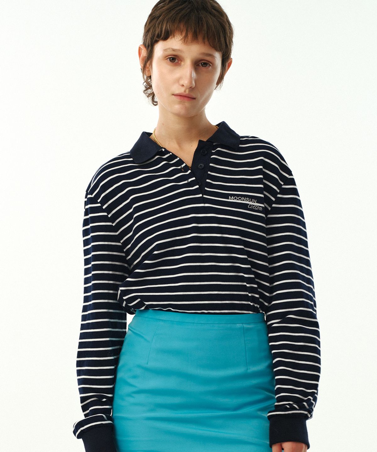 문선 아카이브(MOONSUN ARCHIVE) 01 M.C UNISEX, Stripe PK Shirt / Navy