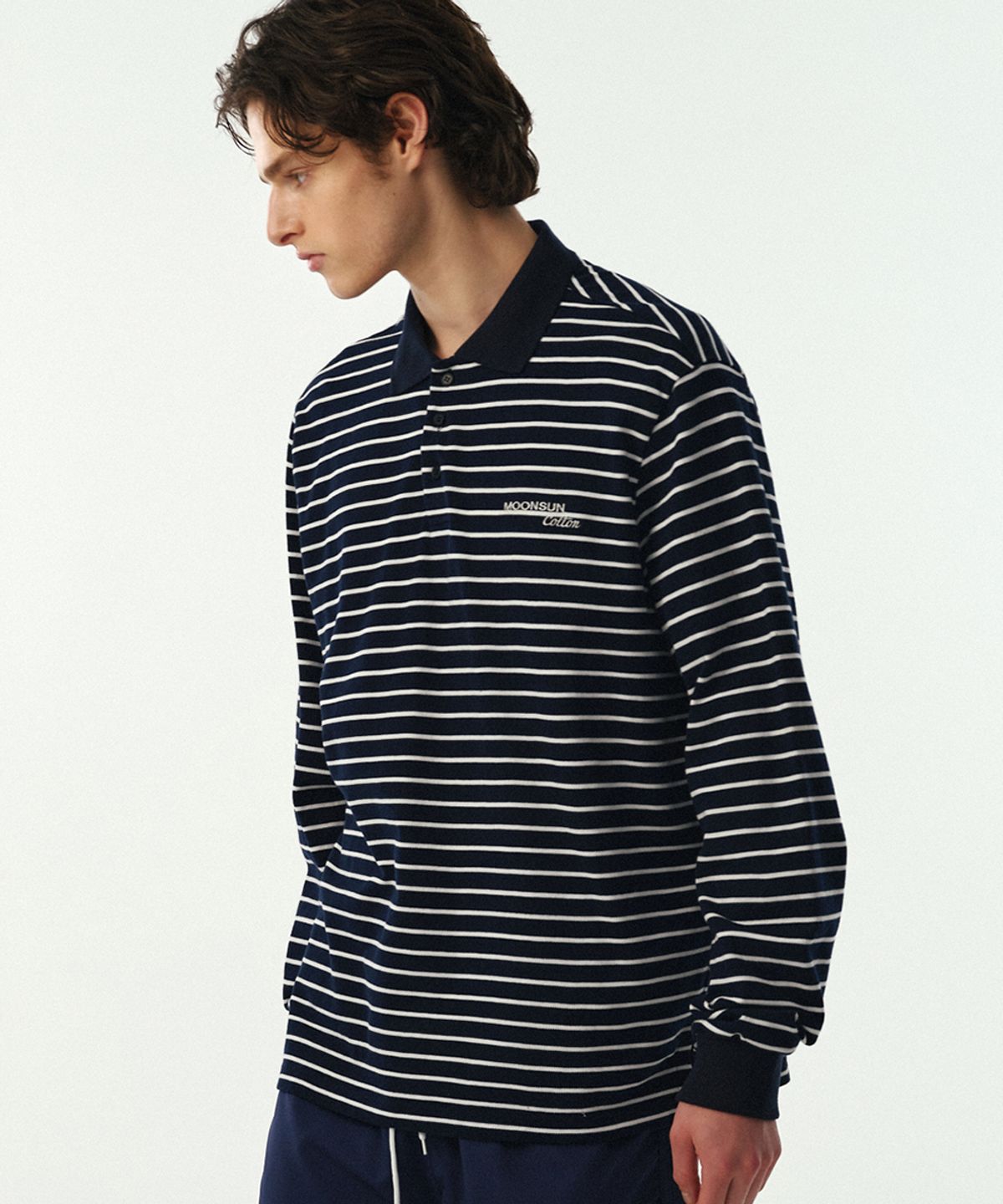 문선 아카이브(MOONSUN ARCHIVE) 01 M.C UNISEX, Stripe PK Shirt / Navy
