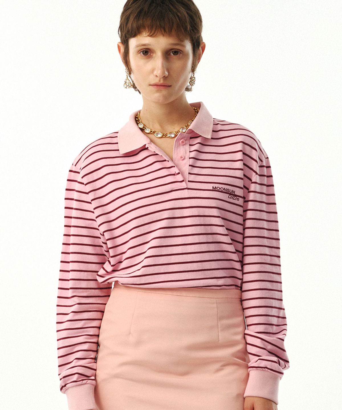 문선 아카이브(MOONSUN ARCHIVE) MJ S2 01 M.C UNISEX, Stripe PK Shirt / Pink