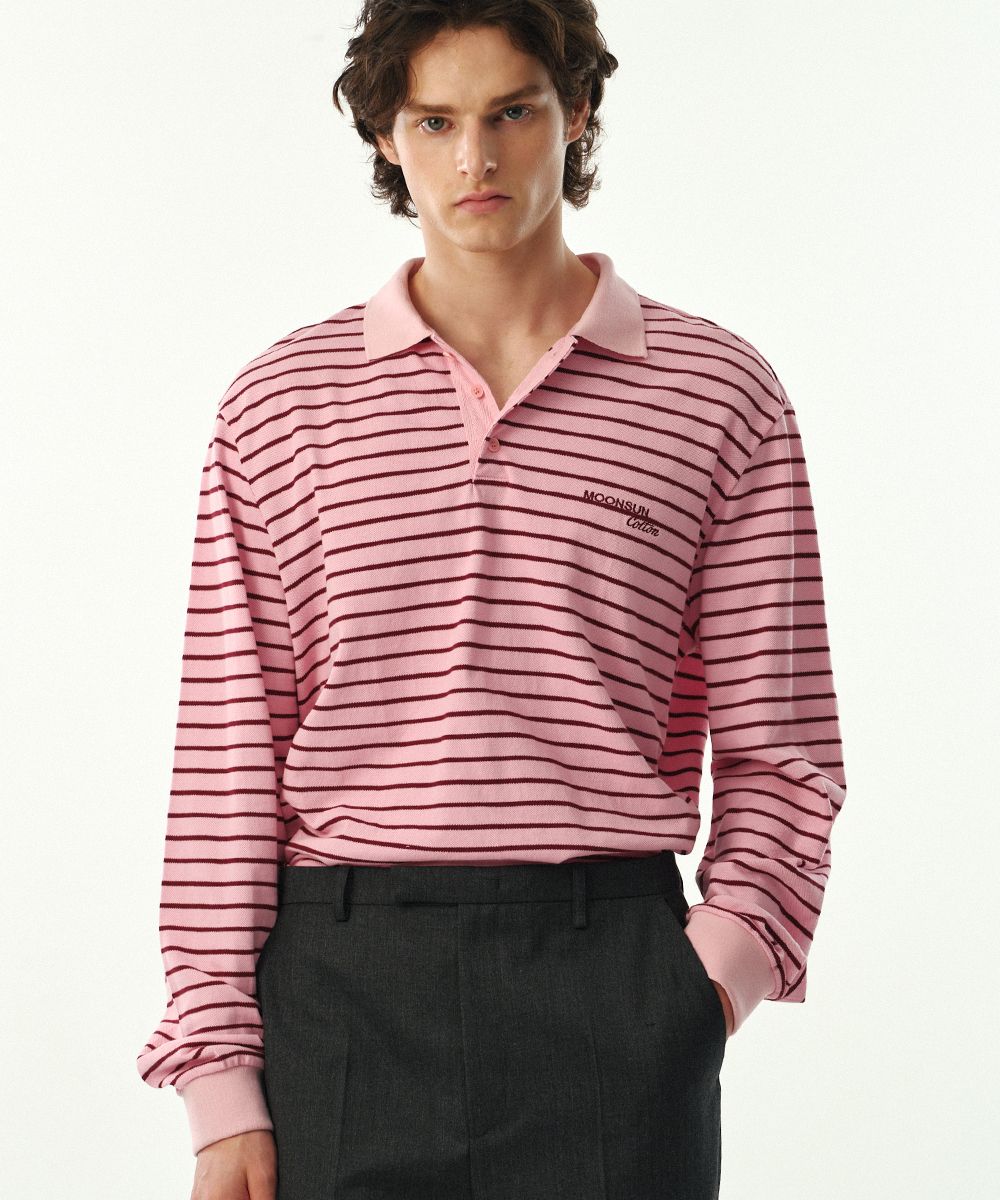 MOONSUN ♥ 01 M.C UNISEX, Stripe PK Shirt/追跡付 MUSINSA | MOONSUN M.C UNISEX, Stripe PK Half Shirt / Red Pink