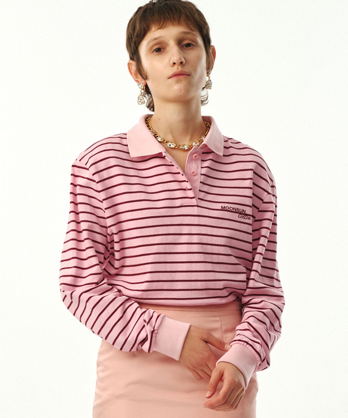 문선 아카이브(MOONSUN ARCHIVE) MJ S2 01 M.C UNISEX, Stripe PK Shirt / Pink