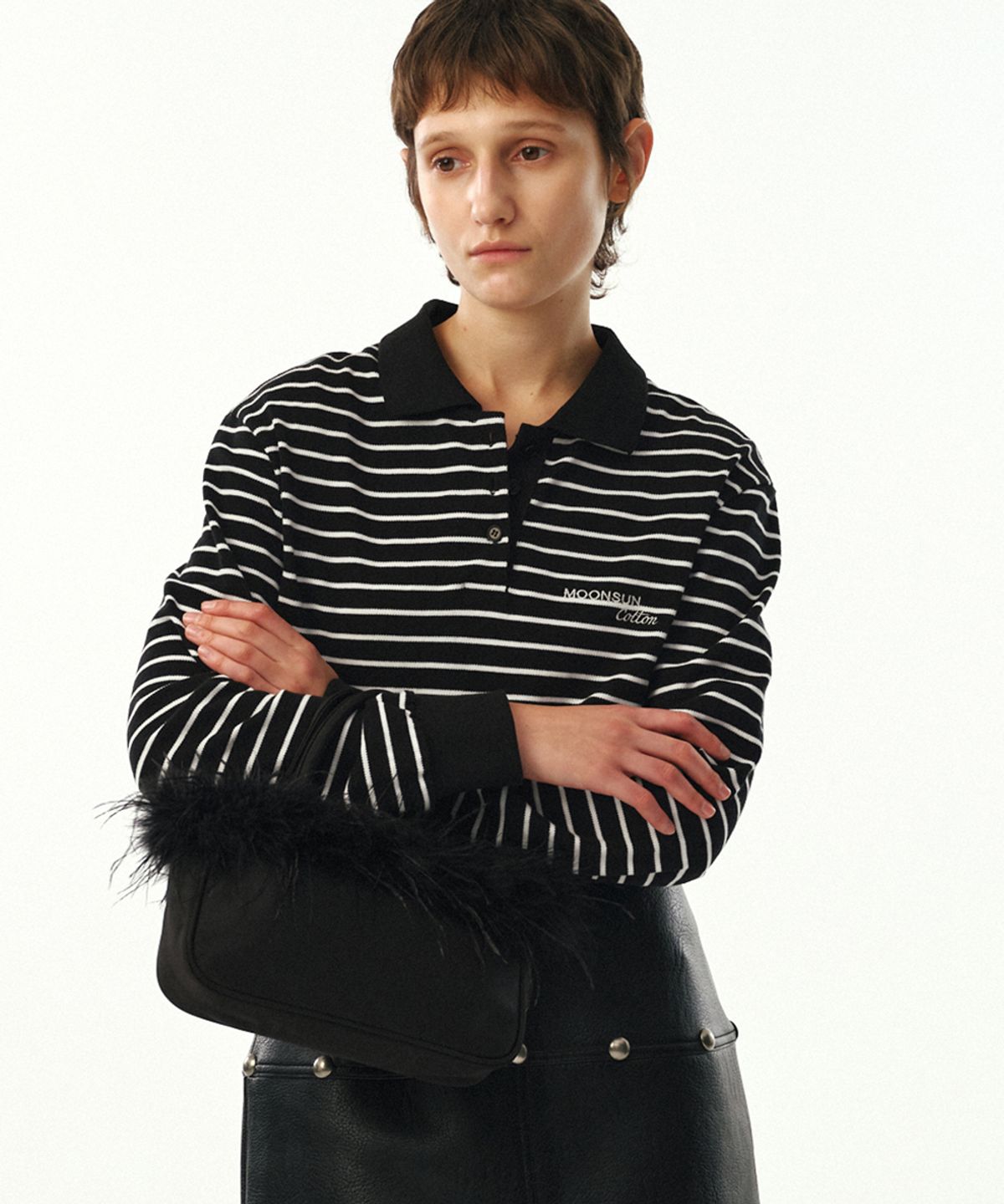 문선 아카이브(MOONSUN ARCHIVE) 01 M.C UNISEX, Stripe PK Shirt / Black