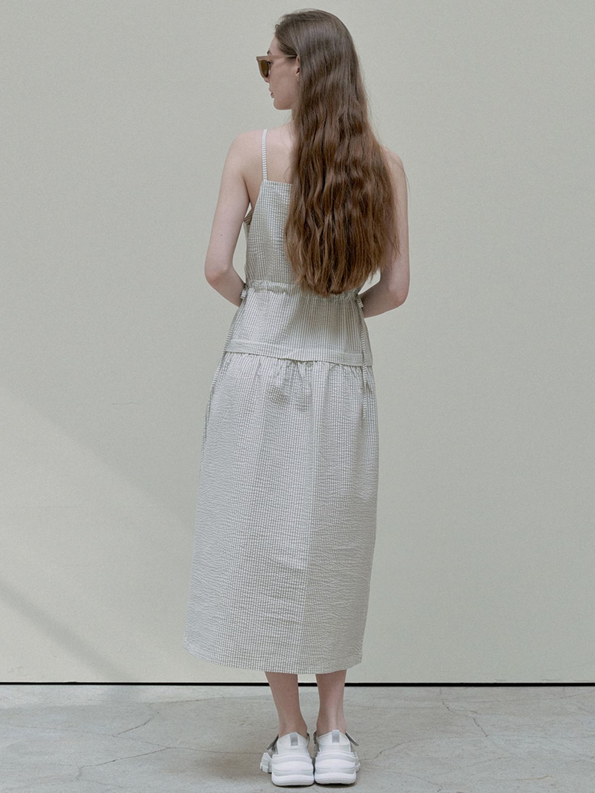 아방(AVANT-G) Stripe Washing Sleeveless Dress - cream
