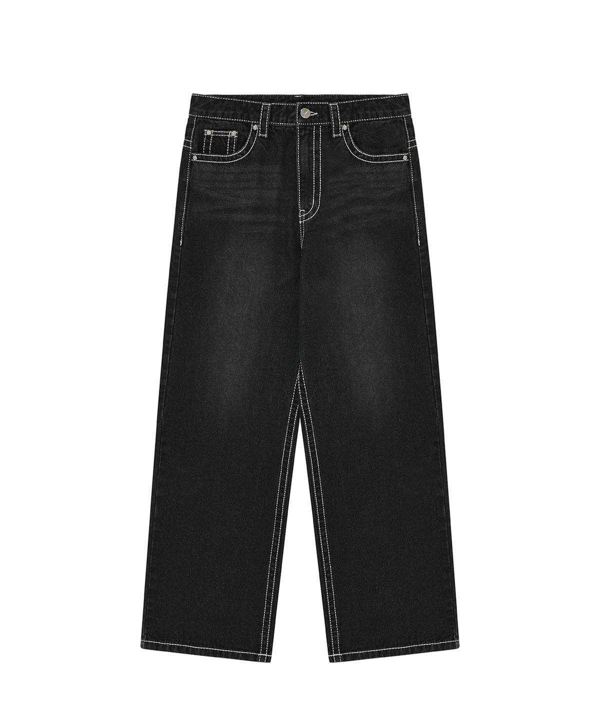 오픈야드(오와이)(OPENYARD(OY)) BACK STITCH WASHED JEANS-BLACK