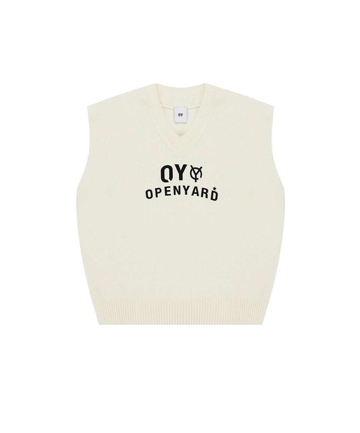 오픈야드(오와이)(OPENYARD(OY)) SIDE SLIT V NECK KNIT VEST-WHITE
