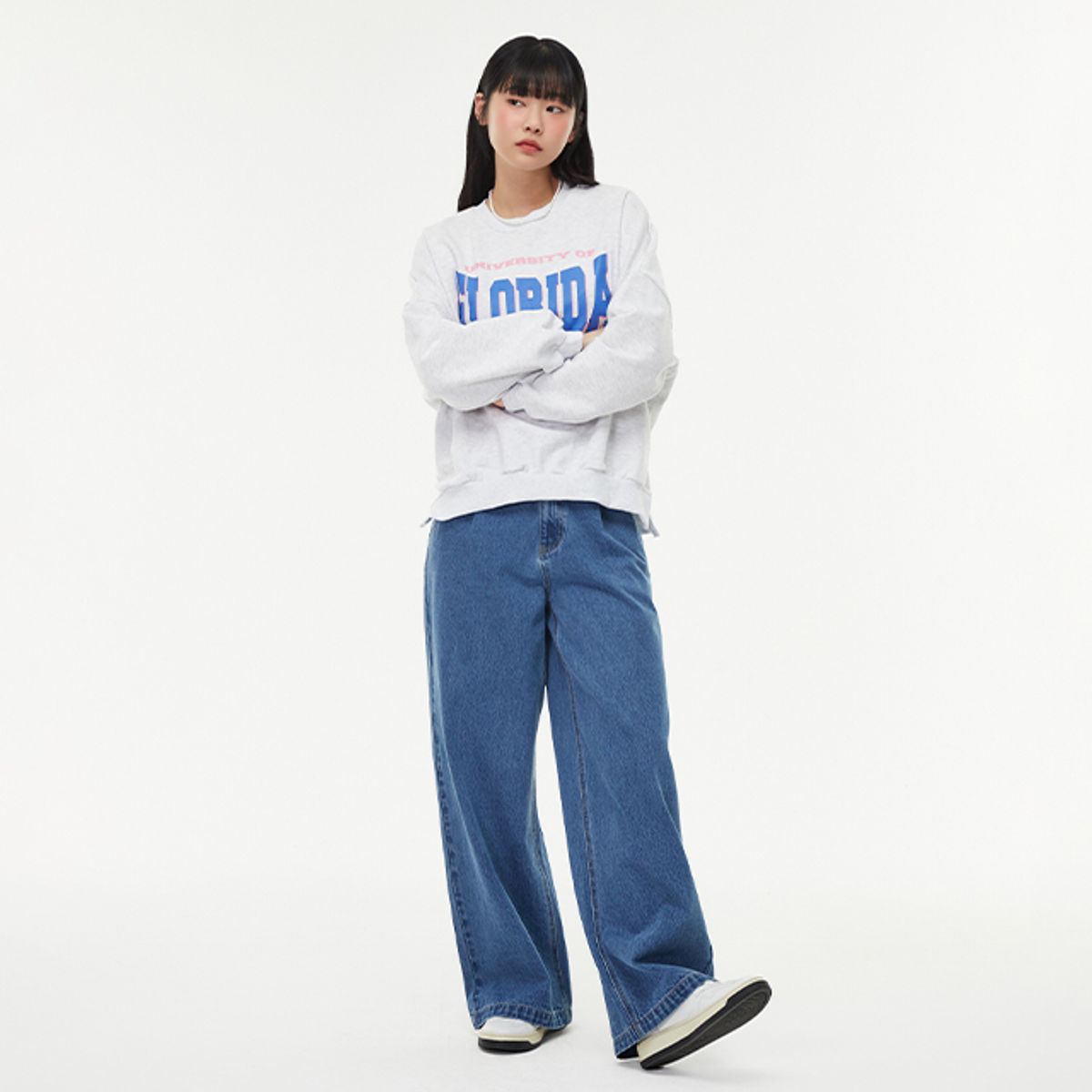 랩(LAP) 원턱 롱 와이드 데님 팬츠AQ1DP264