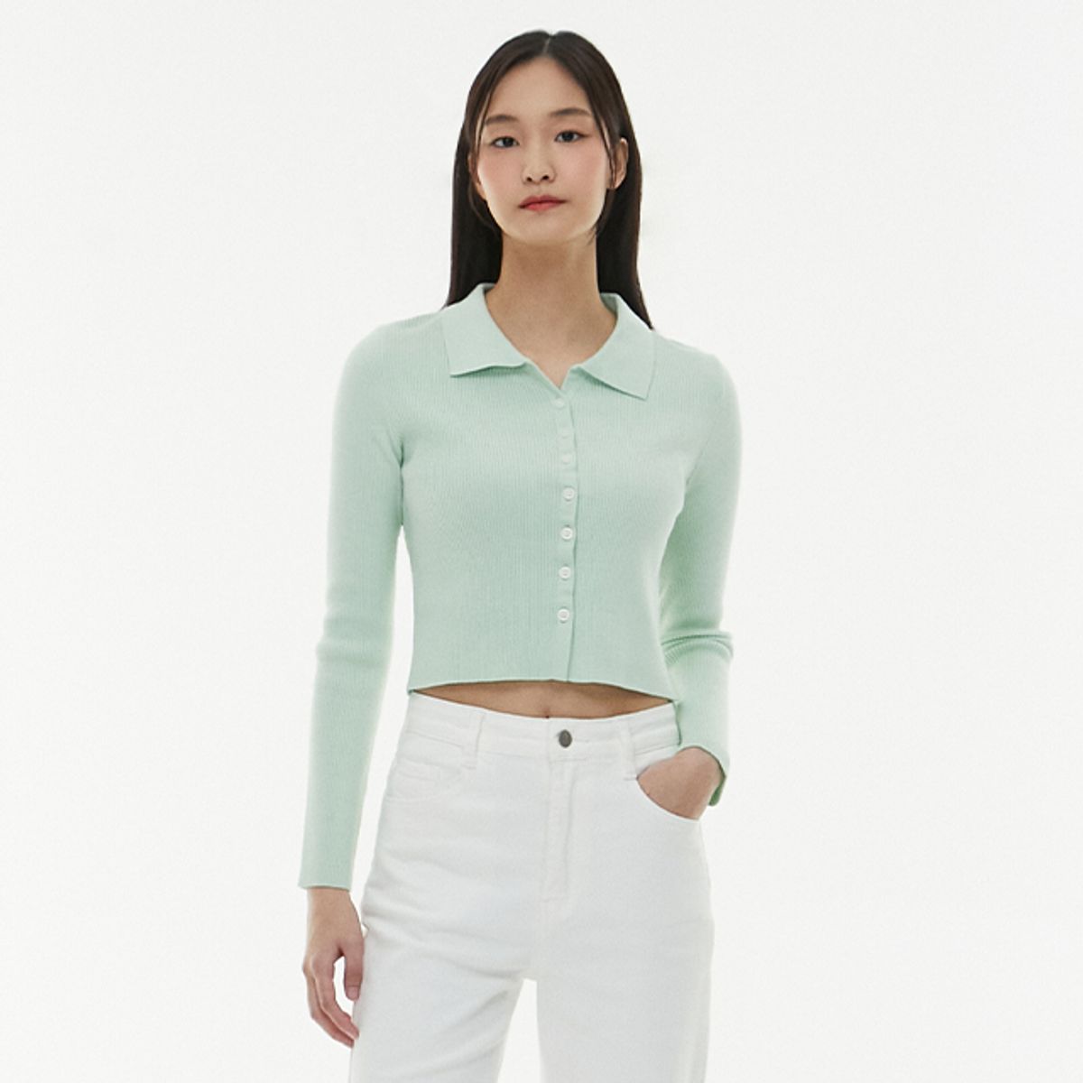 랩(LAP) 골지 카라넥 가디건 AQ1KG280