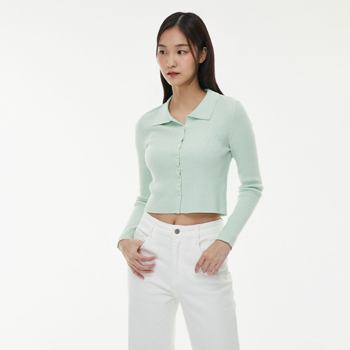 랩(LAP) 골지 카라넥 가디건 AQ1KG280
