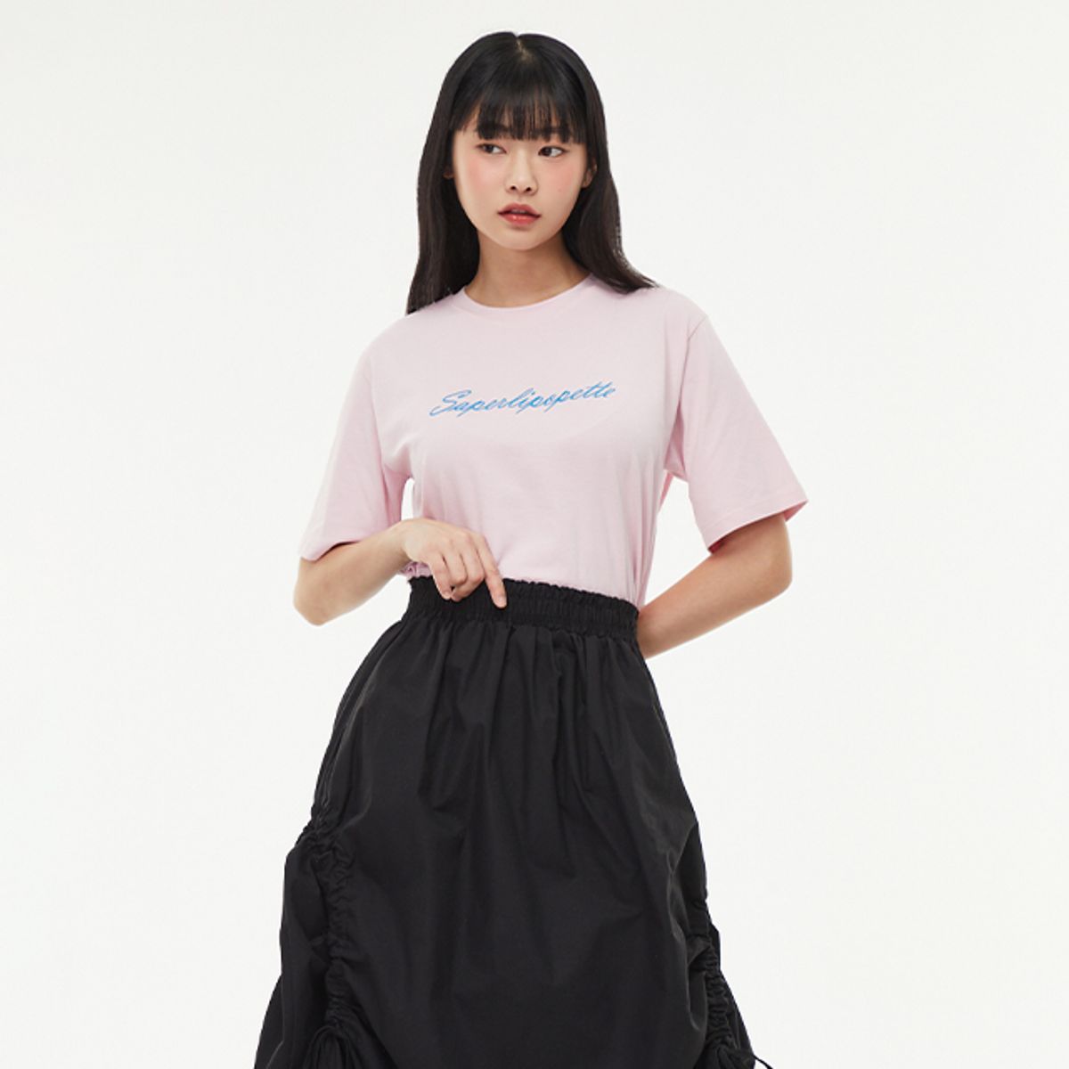 랩(LAP) 스판자수 티셔츠 AQ2CT480
