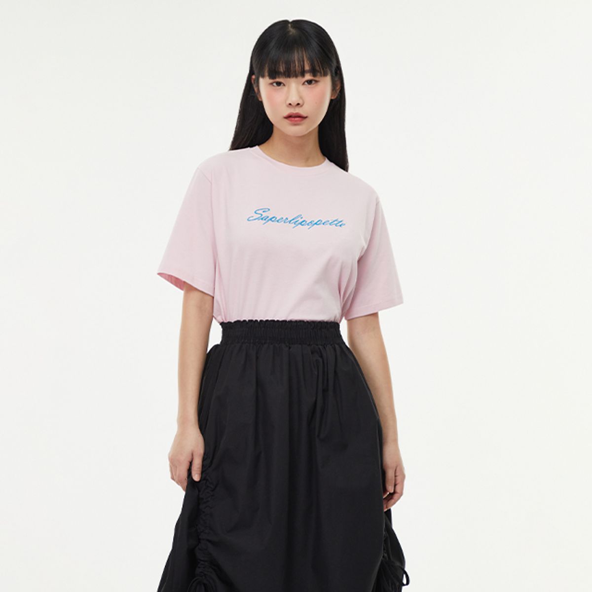 랩(LAP) 스판자수 티셔츠 AQ2CT480