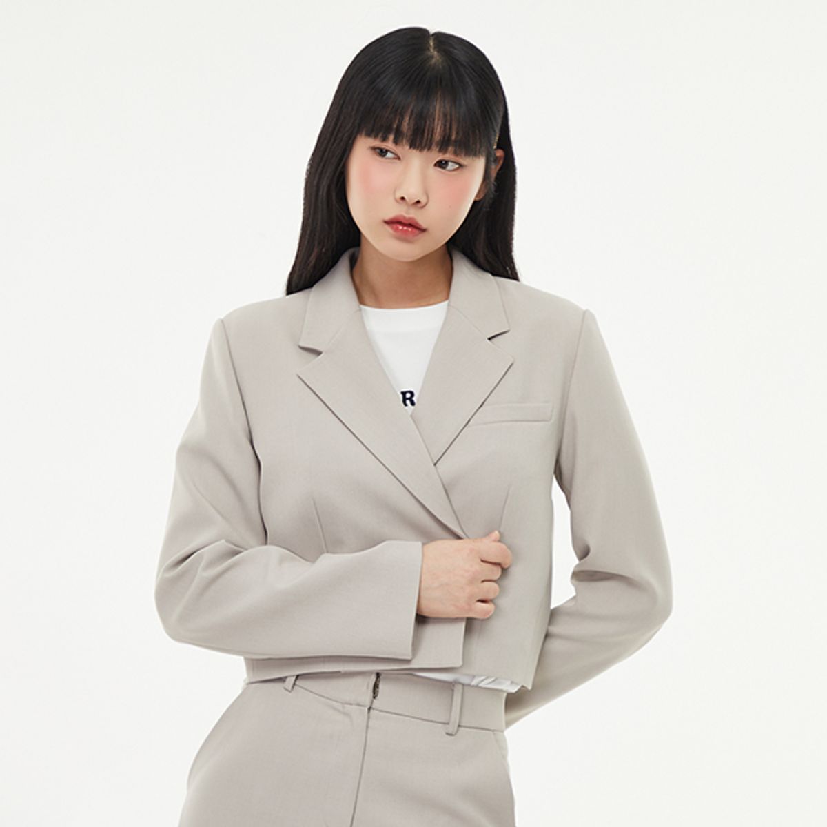 랩(LAP) (SET-아우터)오픈 크랍자켓 AQ1WJ264