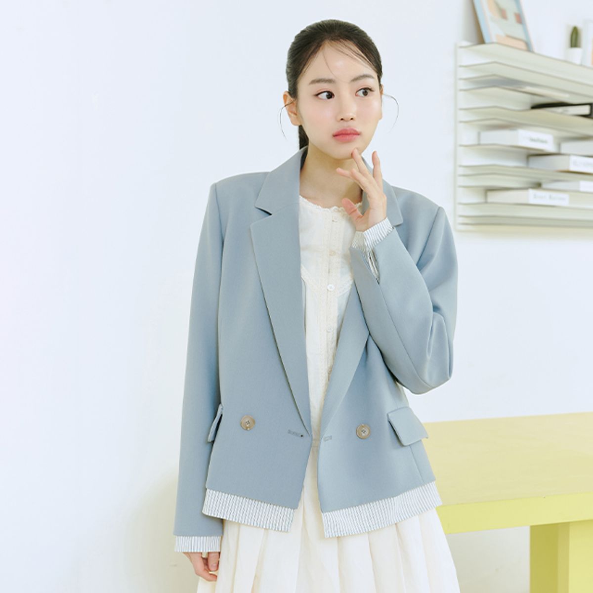 랩(LAP) 스트라이프 배색포인트 크랍자켓 AQ1WJ269