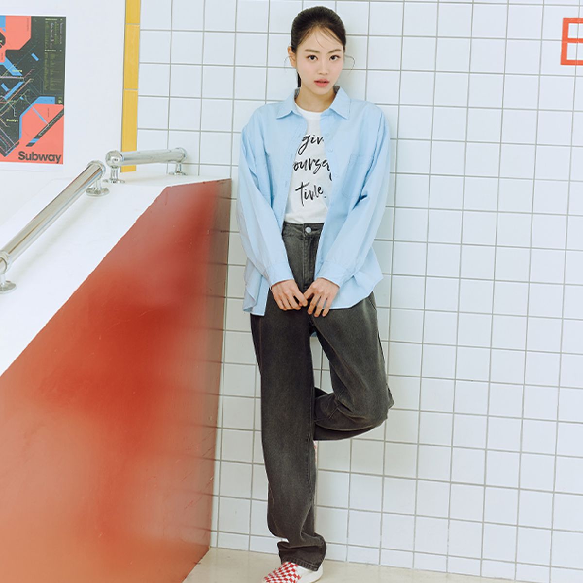 랩(LAP) 그라데이션 워싱 롱 와이드 팬츠 AQ1DP267