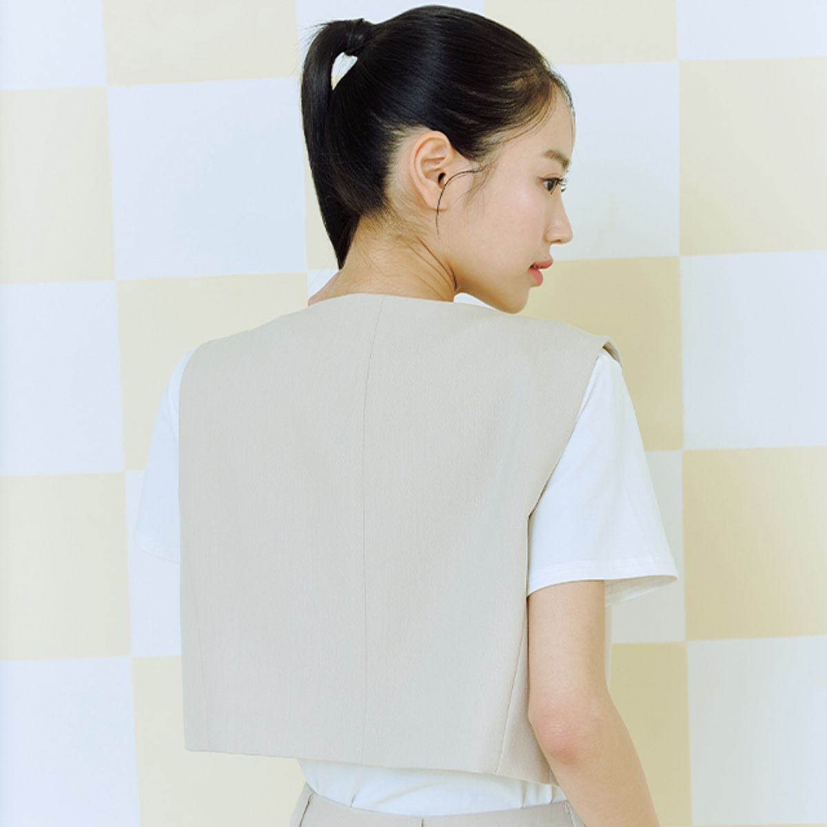 랩(LAP) (SET-상의) V넥 크랍 베스트 AQ1WV267