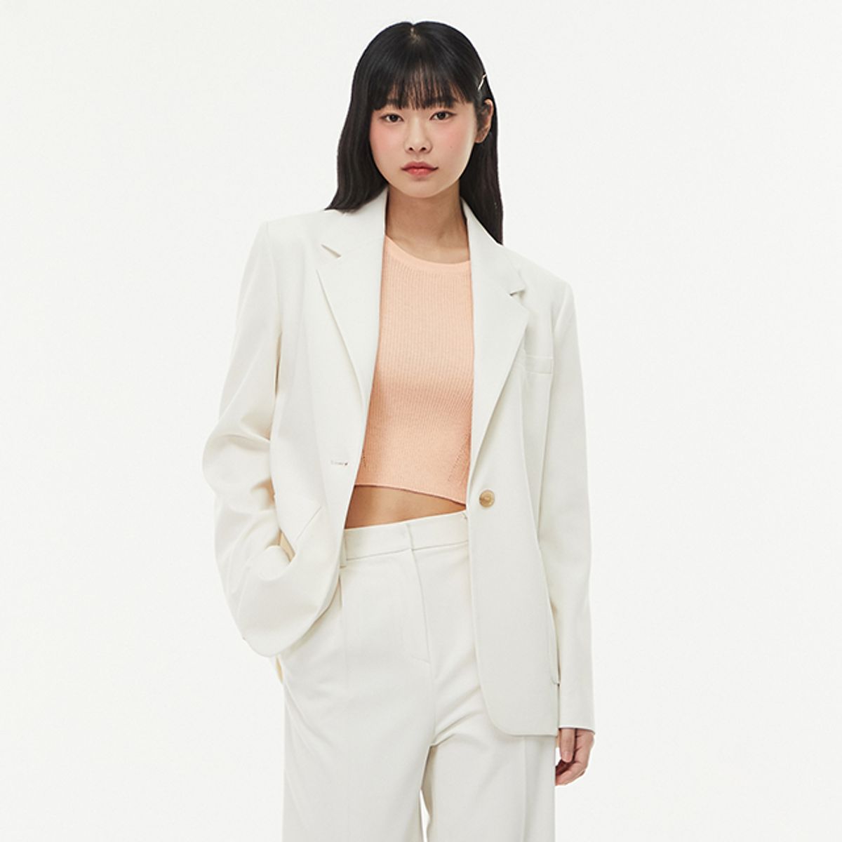 랩(LAP) (SET-상의) 베이직 원버튼 자켓 AQ1WJ263