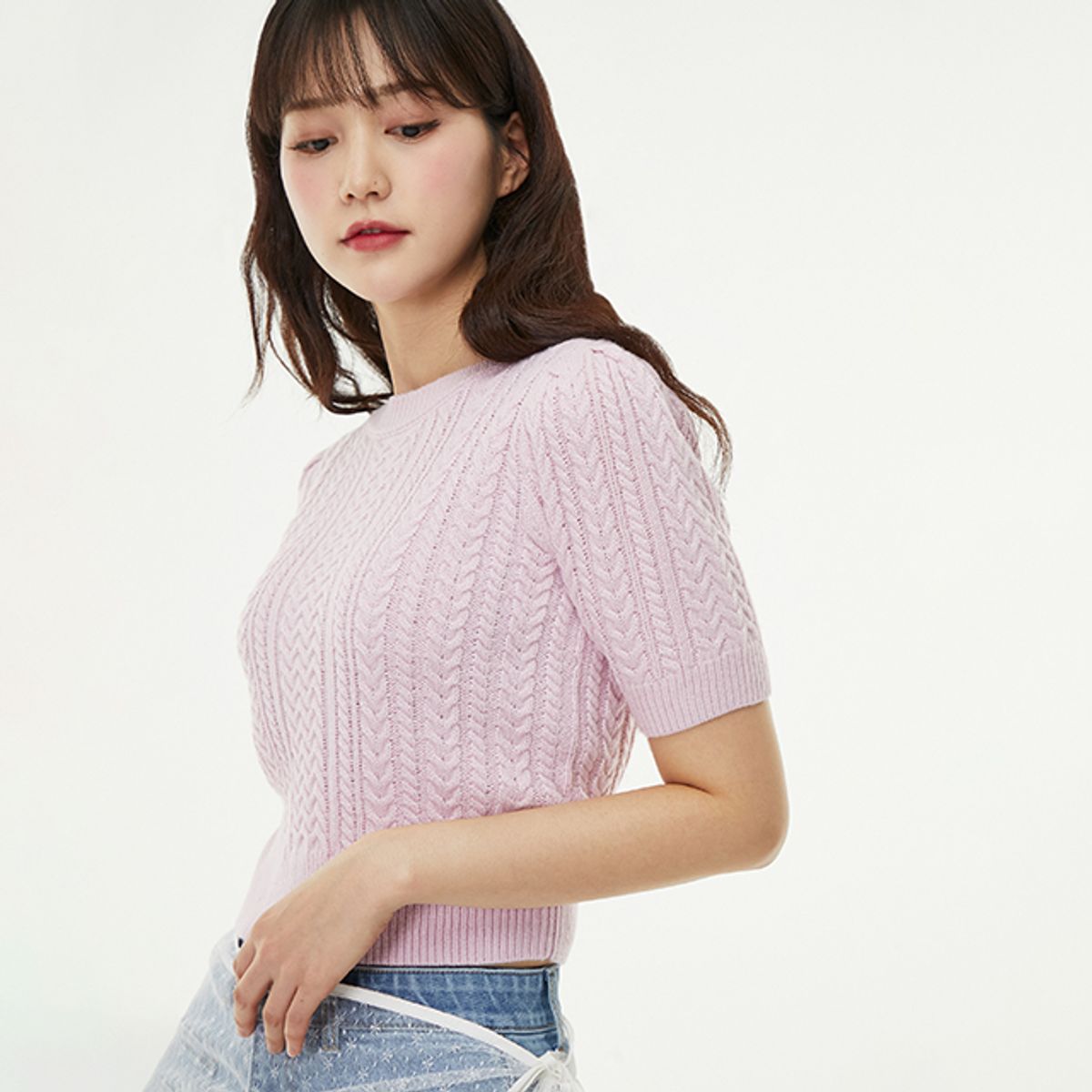 랩(LAP) 꽈배기 퍼프 반팔니트 AQ1KH282