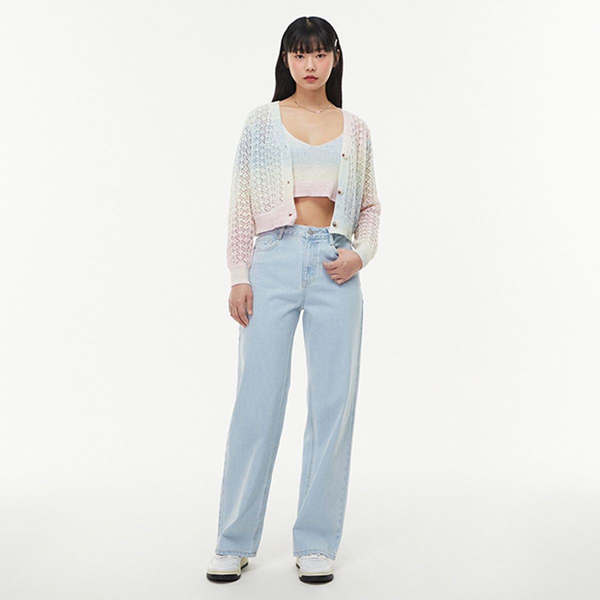 랩(LAP) 일자와이드핏 연청 팬츠 AQ1DP263