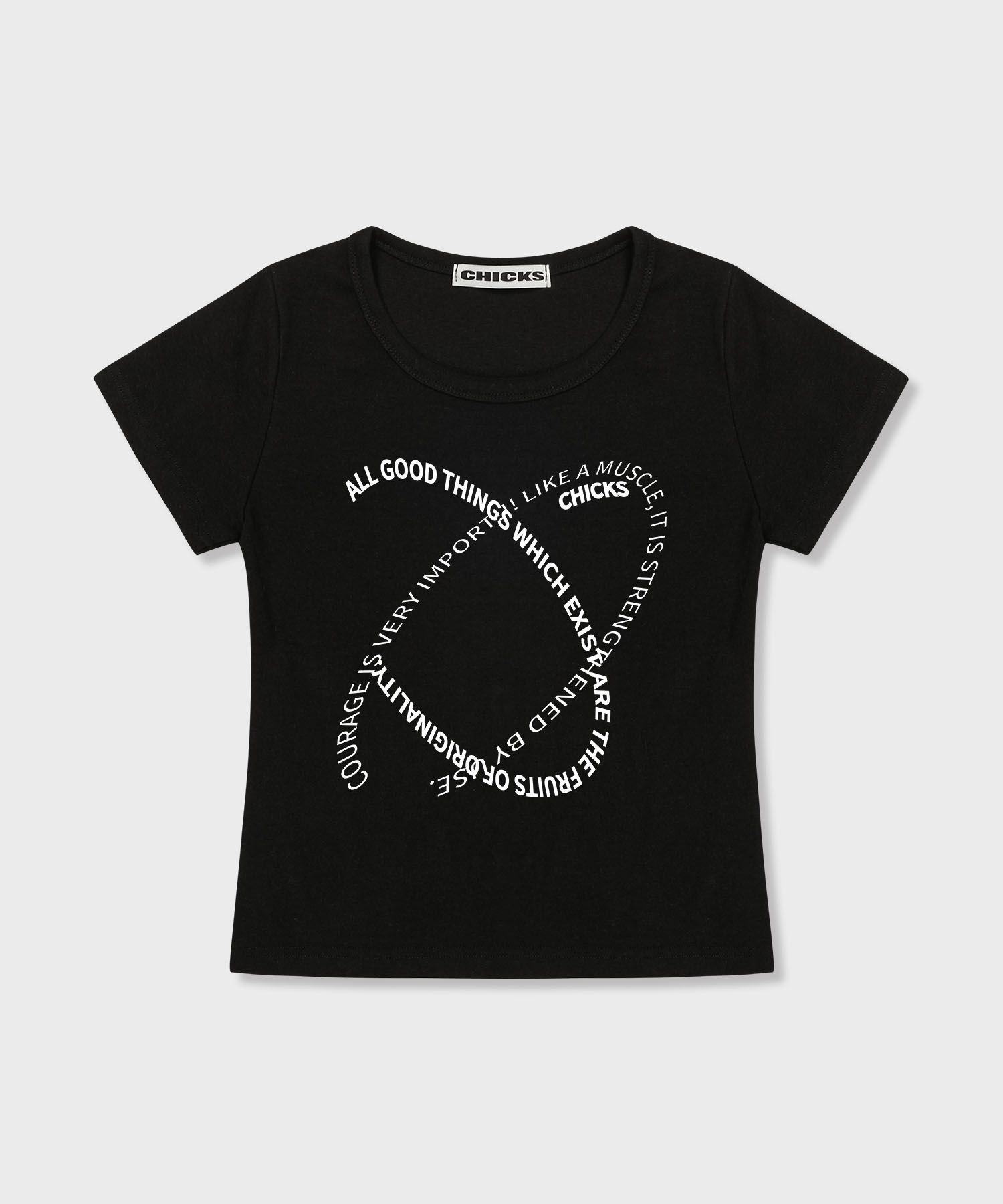 MUSINSA | CHICKS All Good Crop Short Sleeve T-Shirt