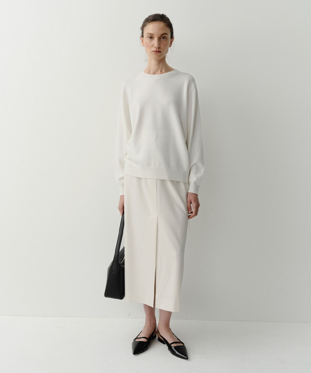 이아(EAAH) LONG SLIT SKIRT (CREAM)