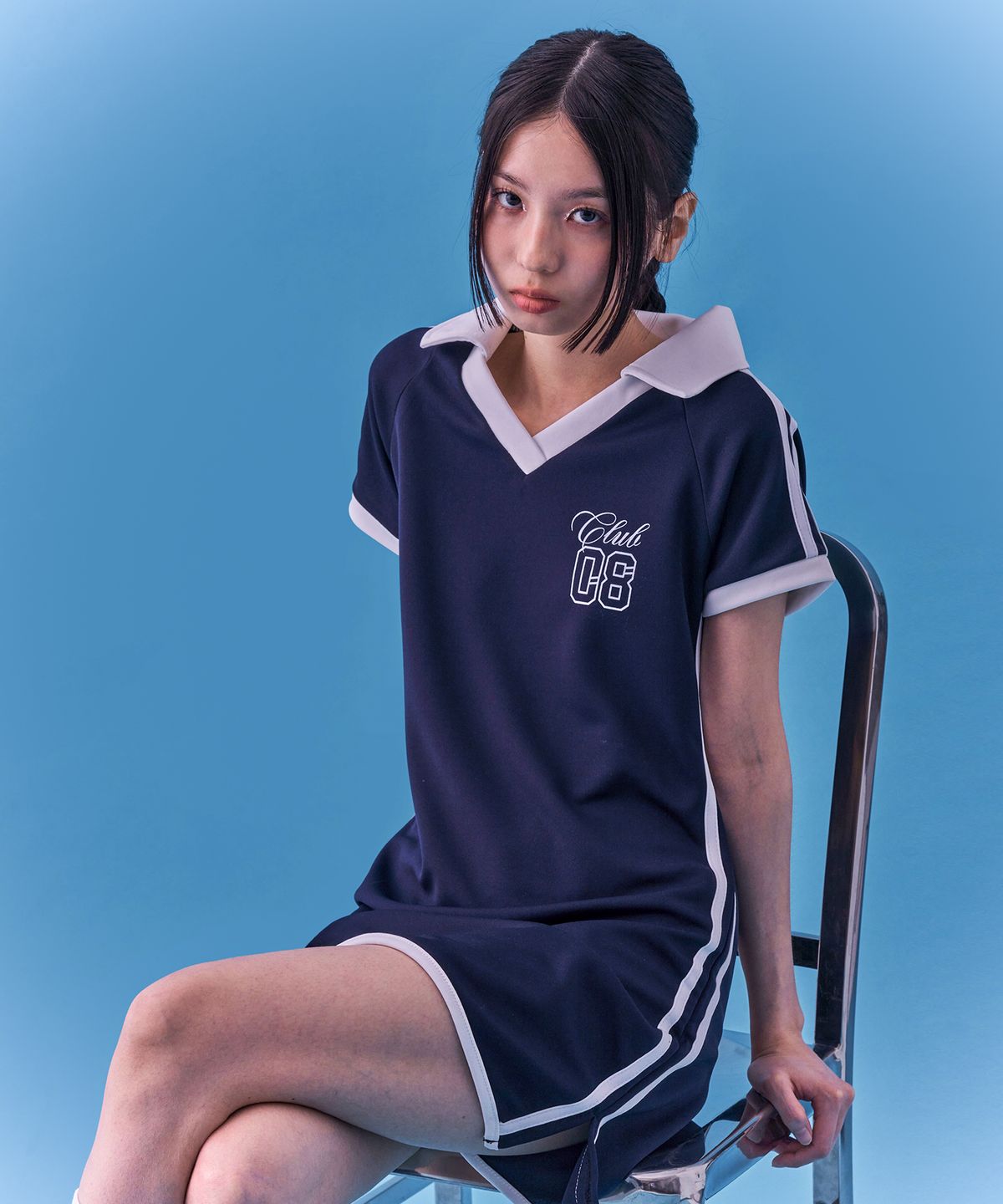 팬시클럽(FANCY CLUB) [NF] 로티 라인 져지 원피스_(NAVY)_F24QD876
