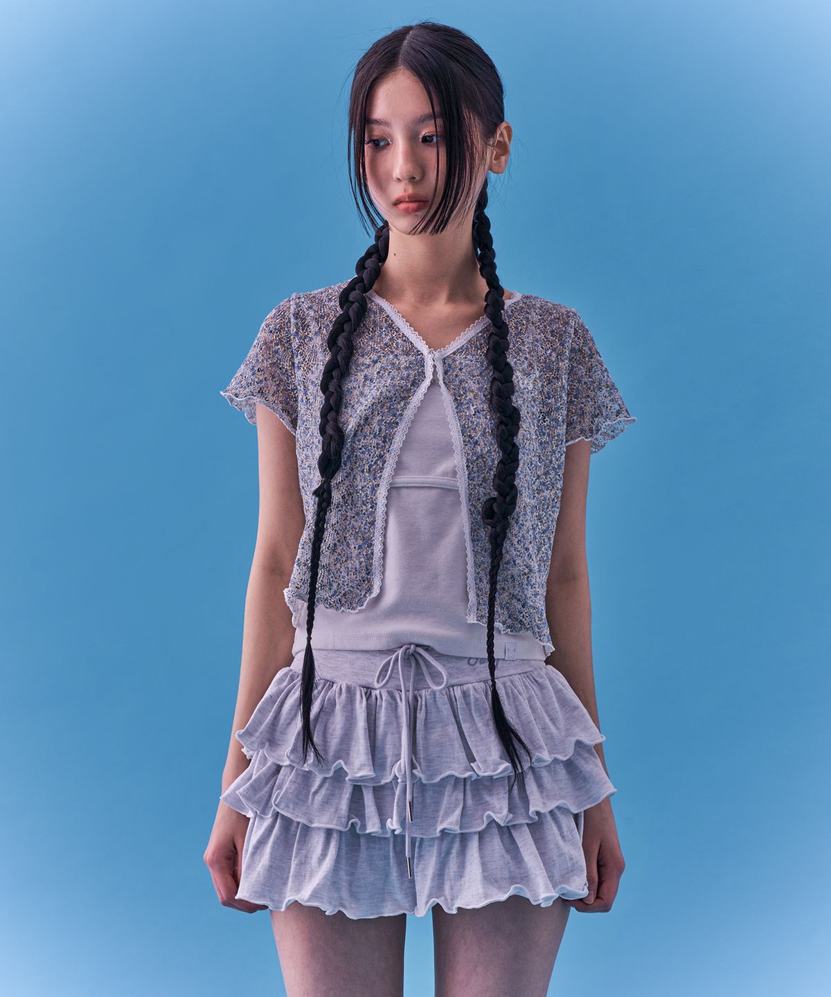 팬시클럽(FANCY CLUB) [NF] 퍼프 스웻 캉캉 미니 스커트_(MELANGE)_F24QD874