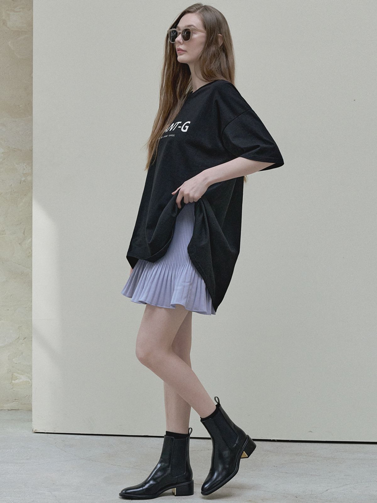 아방(AVANT-G) A-line Mini Pleated Skirt - violet
