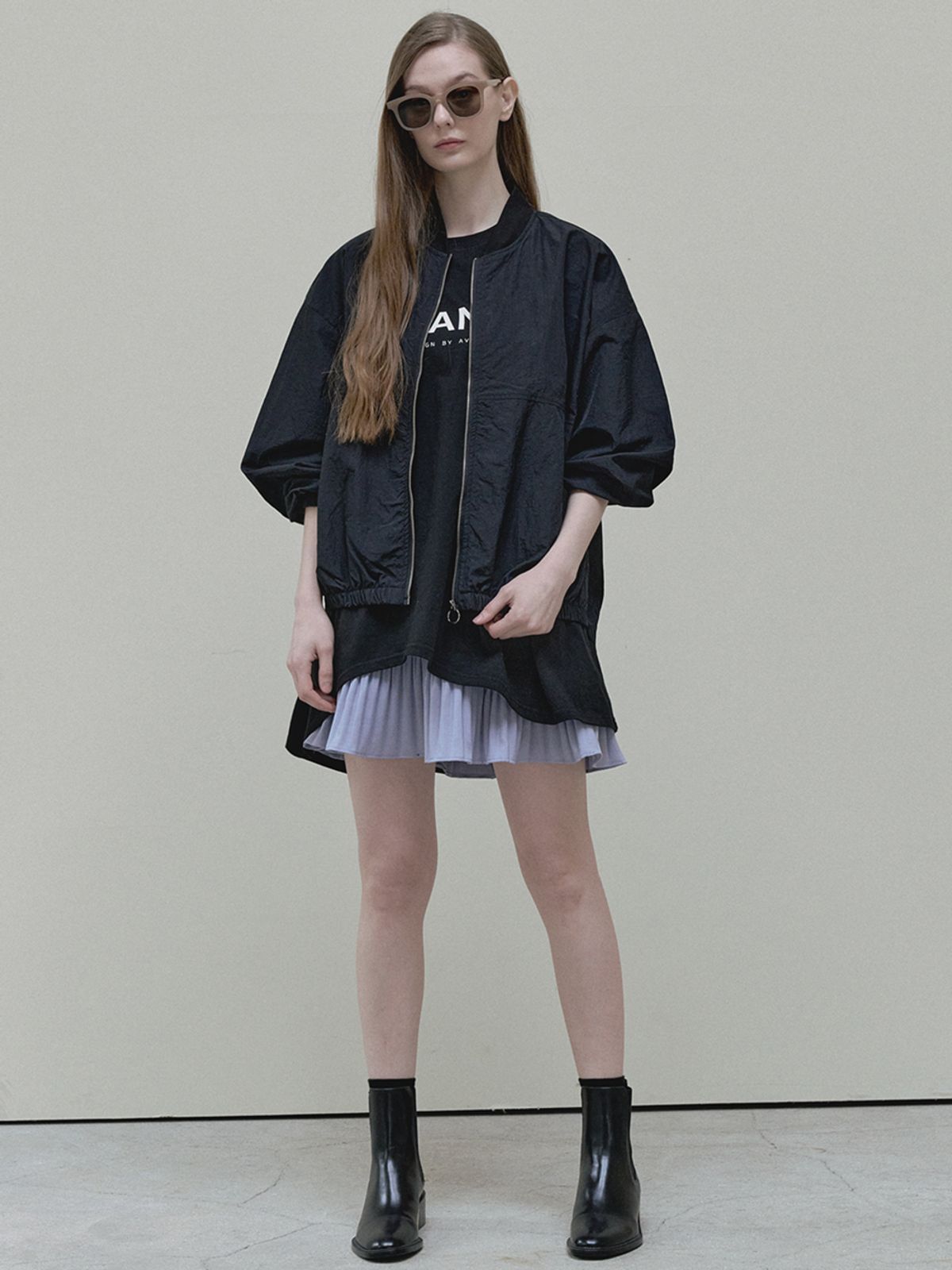 아방(AVANT-G) A-line Mini Pleated Skirt - violet
