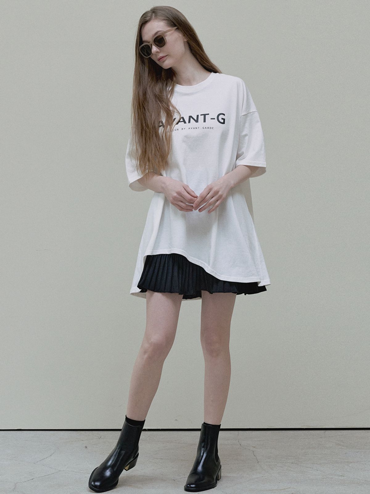 아방(AVANT-G) A-line Mini Pleated Skirt - black